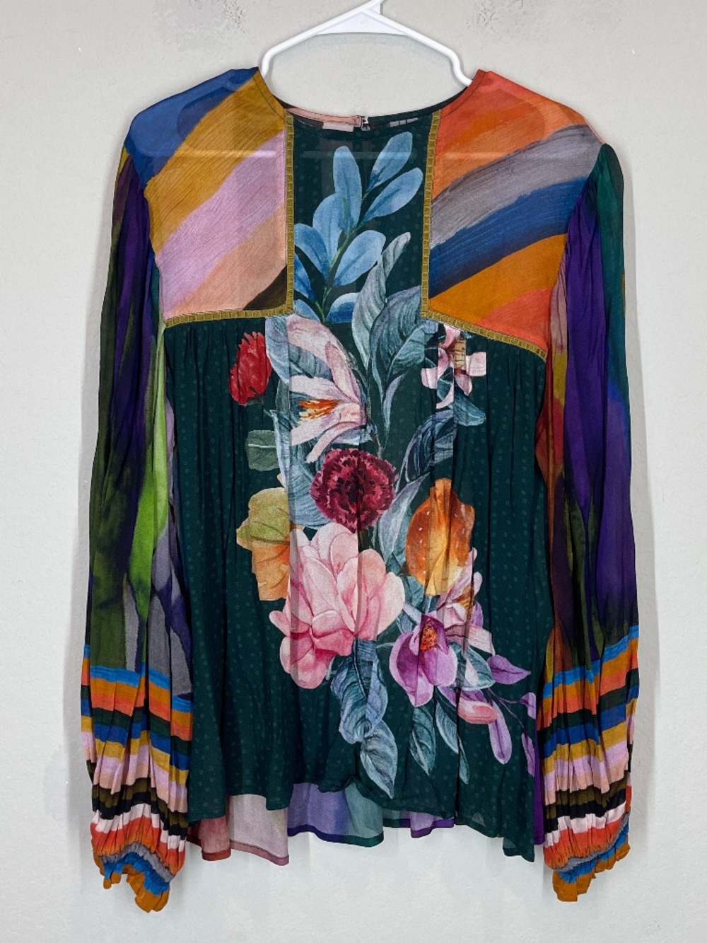 Anthropologie Blank London Blouse Women's L Floral Boho Peasant Long Sleeve
